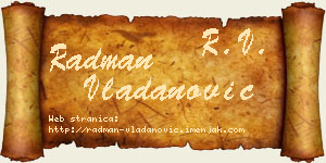 Radman Vladanović vizit kartica